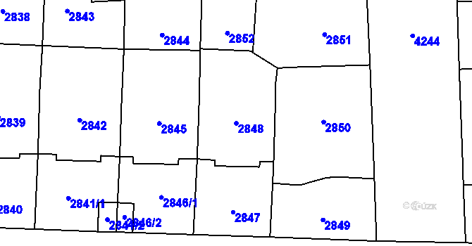 Parcela st. 2848 v KÚ Vinohrady, Katastrální mapa