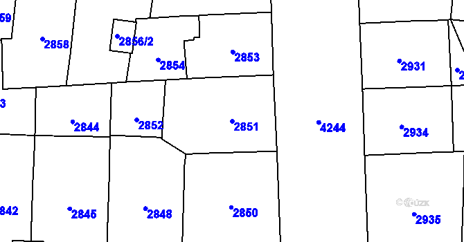 Parcela st. 2851 v KÚ Vinohrady, Katastrální mapa
