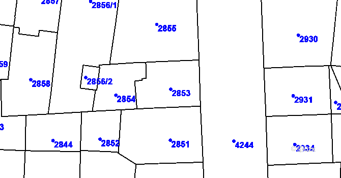 Parcela st. 2853 v KÚ Vinohrady, Katastrální mapa