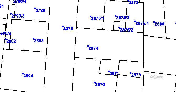 Parcela st. 2874 v KÚ Vinohrady, Katastrální mapa
