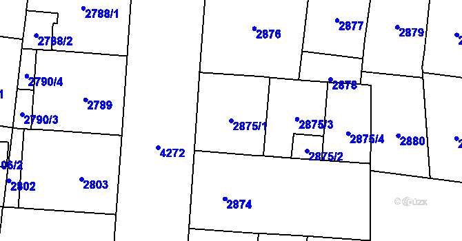 Parcela st. 2875/1 v KÚ Vinohrady, Katastrální mapa