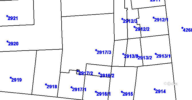 Parcela st. 2917/3 v KÚ Vinohrady, Katastrální mapa