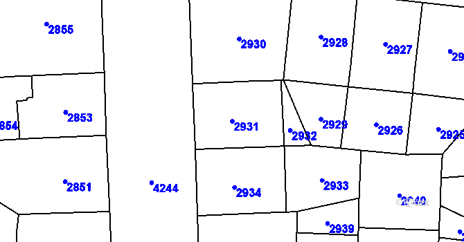 Parcela st. 2931 v KÚ Vinohrady, Katastrální mapa