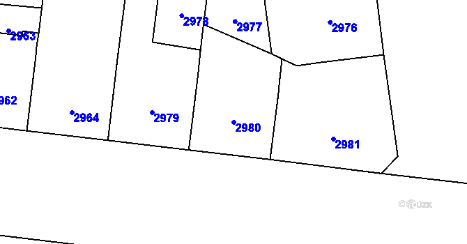 Parcela st. 2980 v KÚ Vinohrady, Katastrální mapa