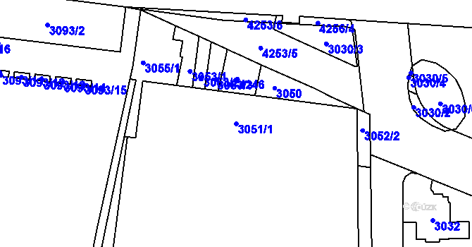 Parcela st. 3051/1 v KÚ Vinohrady, Katastrální mapa