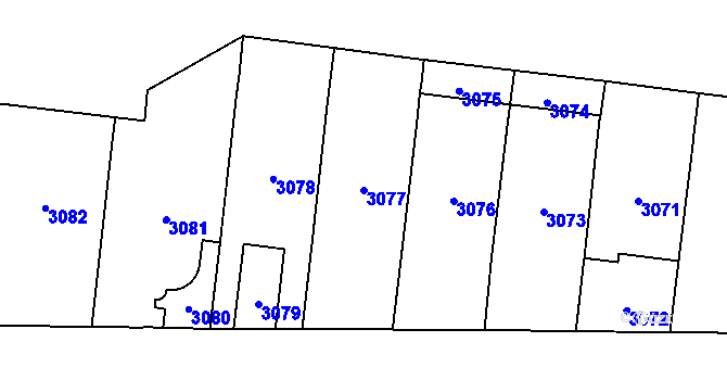 Parcela st. 3077 v KÚ Vinohrady, Katastrální mapa