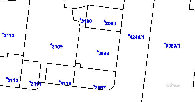 Parcela st. 3098 v KÚ Vinohrady, Katastrální mapa