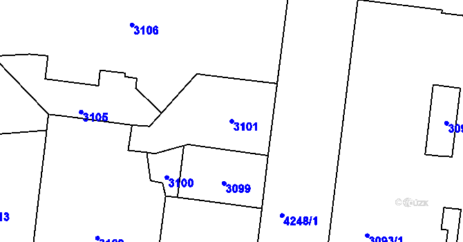 Parcela st. 3101 v KÚ Vinohrady, Katastrální mapa