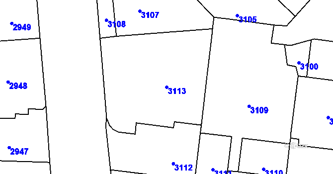 Parcela st. 3113 v KÚ Vinohrady, Katastrální mapa