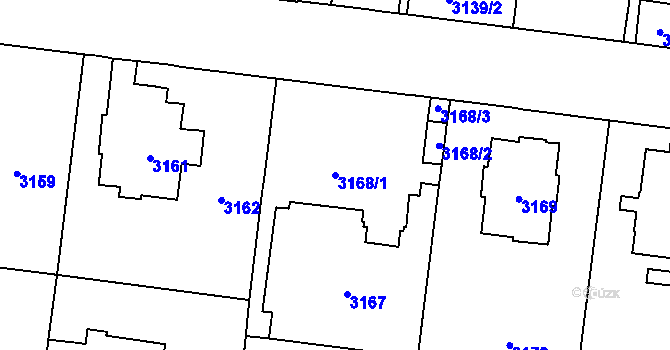 Parcela st. 3168/1 v KÚ Vinohrady, Katastrální mapa