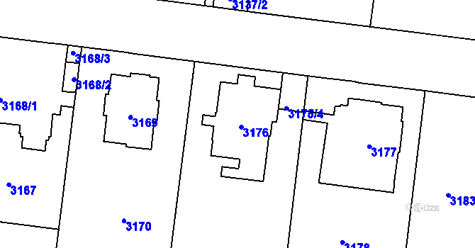 Parcela st. 3176 v KÚ Vinohrady, Katastrální mapa