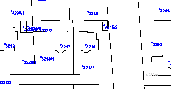 Parcela st. 3216 v KÚ Vinohrady, Katastrální mapa