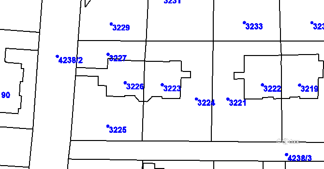 Parcela st. 3223 v KÚ Vinohrady, Katastrální mapa