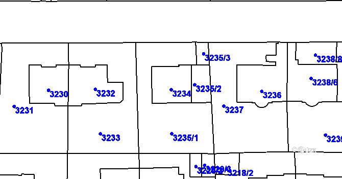 Parcela st. 3234 v KÚ Vinohrady, Katastrální mapa