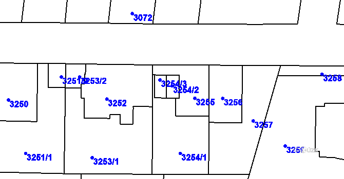 Parcela st. 3254/2 v KÚ Vinohrady, Katastrální mapa