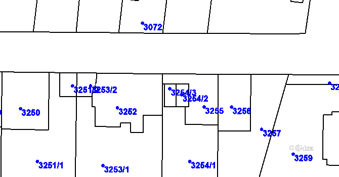 Parcela st. 3254/3 v KÚ Vinohrady, Katastrální mapa