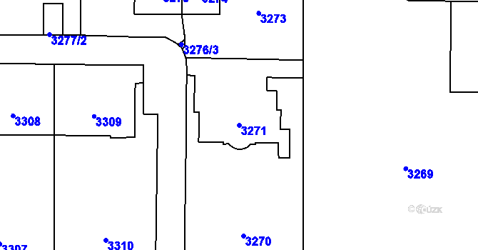 Parcela st. 3271 v KÚ Vinohrady, Katastrální mapa