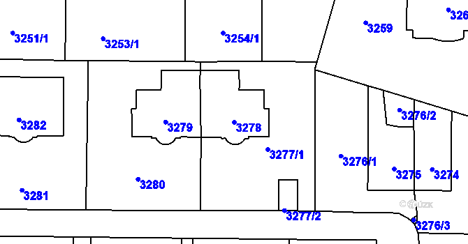 Parcela st. 3278 v KÚ Vinohrady, Katastrální mapa