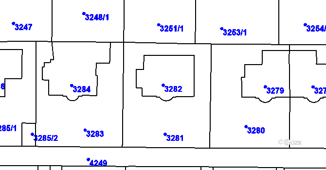 Parcela st. 3282 v KÚ Vinohrady, Katastrální mapa