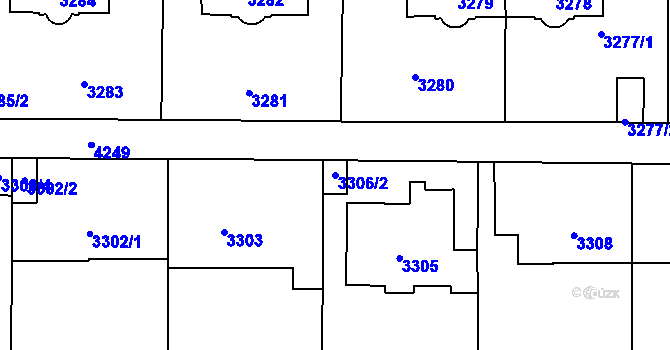 Parcela st. 3306/2 v KÚ Vinohrady, Katastrální mapa
