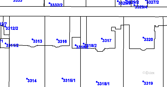 Parcela st. 3318/2 v KÚ Vinohrady, Katastrální mapa