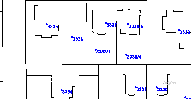 Parcela st. 3338/1 v KÚ Vinohrady, Katastrální mapa