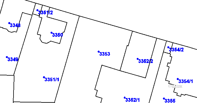 Parcela st. 3353 v KÚ Vinohrady, Katastrální mapa