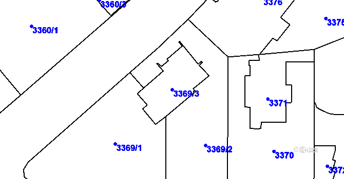 Parcela st. 3369/3 v KÚ Vinohrady, Katastrální mapa