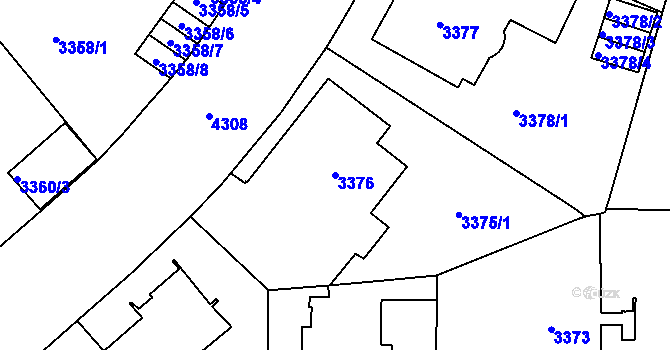 Parcela st. 3376 v KÚ Vinohrady, Katastrální mapa