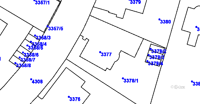 Parcela st. 3377 v KÚ Vinohrady, Katastrální mapa