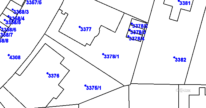 Parcela st. 3378/1 v KÚ Vinohrady, Katastrální mapa