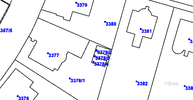 Parcela st. 3378/2 v KÚ Vinohrady, Katastrální mapa