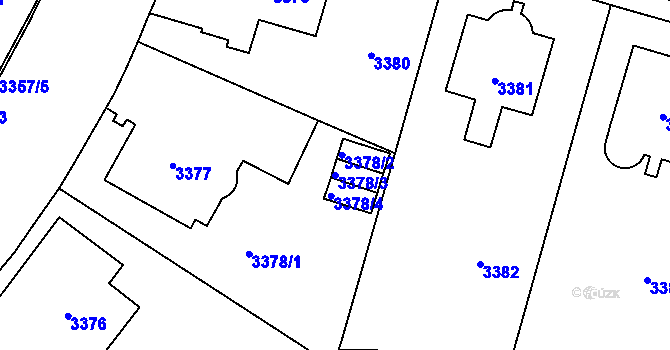 Parcela st. 3378/3 v KÚ Vinohrady, Katastrální mapa