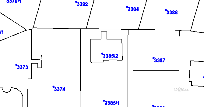 Parcela st. 3385/2 v KÚ Vinohrady, Katastrální mapa