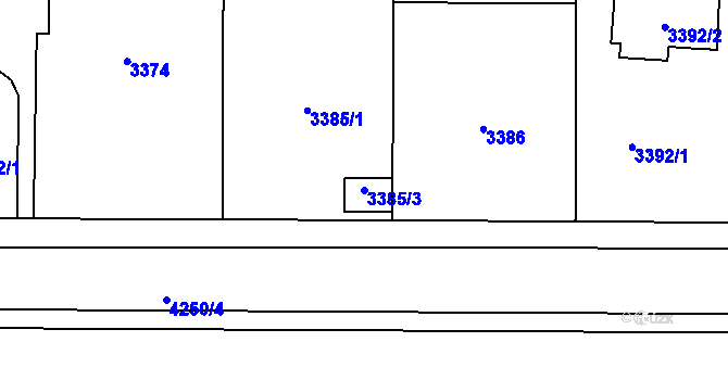 Parcela st. 3385/3 v KÚ Vinohrady, Katastrální mapa