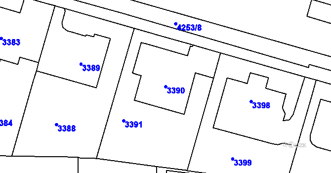 Parcela st. 3390 v KÚ Vinohrady, Katastrální mapa