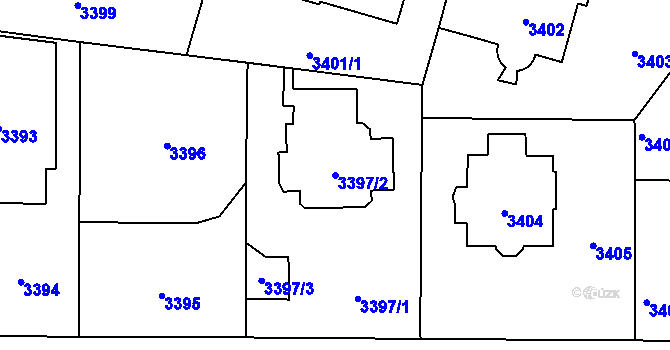 Parcela st. 3397/2 v KÚ Vinohrady, Katastrální mapa