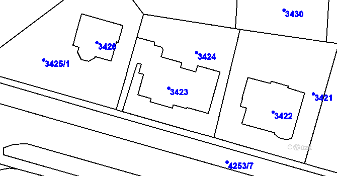 Parcela st. 3423 v KÚ Vinohrady, Katastrální mapa
