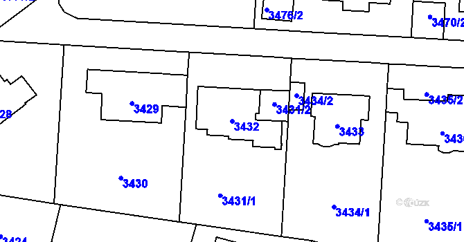 Parcela st. 3432 v KÚ Vinohrady, Katastrální mapa