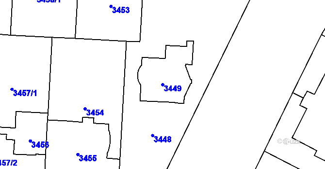 Parcela st. 3449 v KÚ Vinohrady, Katastrální mapa
