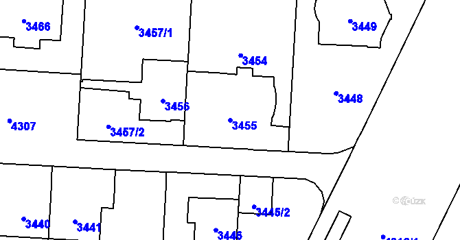 Parcela st. 3455 v KÚ Vinohrady, Katastrální mapa