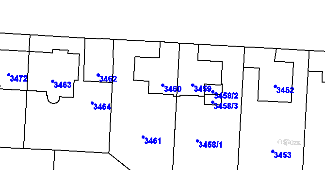 Parcela st. 3460 v KÚ Vinohrady, Katastrální mapa