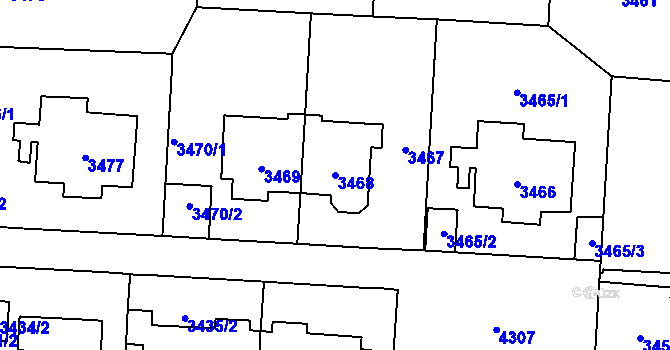 Parcela st. 3468 v KÚ Vinohrady, Katastrální mapa