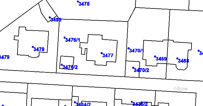 Parcela st. 3477 v KÚ Vinohrady, Katastrální mapa