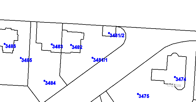 Parcela st. 3481 v KÚ Vinohrady, Katastrální mapa