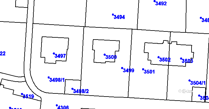 Parcela st. 3500 v KÚ Vinohrady, Katastrální mapa