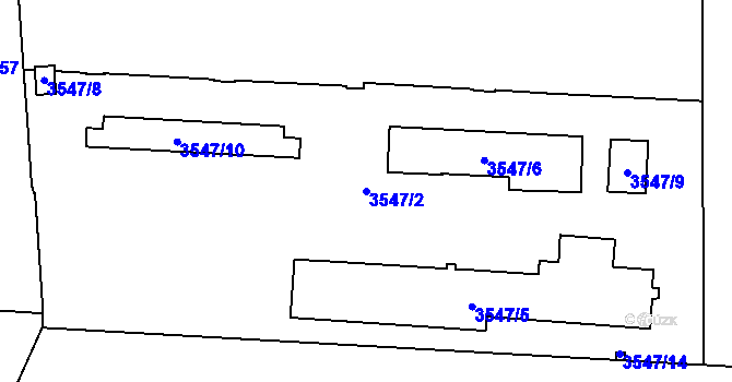 Parcela st. 3547/2 v KÚ Vinohrady, Katastrální mapa