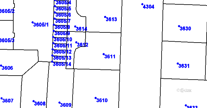Parcela st. 3611 v KÚ Vinohrady, Katastrální mapa