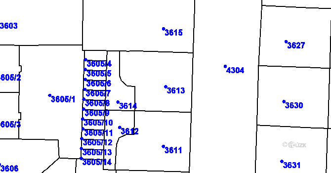 Parcela st. 3613 v KÚ Vinohrady, Katastrální mapa