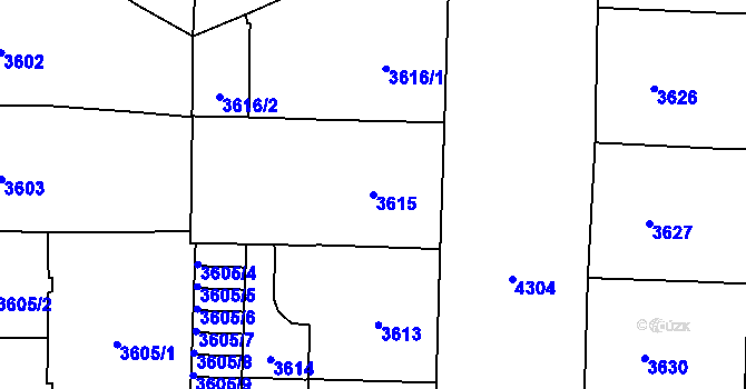 Parcela st. 3615 v KÚ Vinohrady, Katastrální mapa